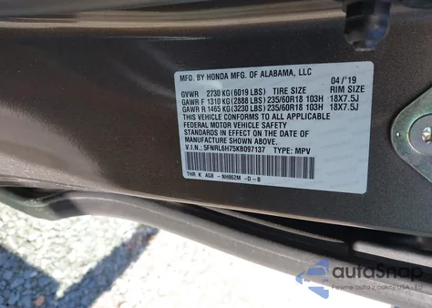2019 Honda Odyssey Ex-L from USA, damaged, VIN 5FNRL6H75KB097137